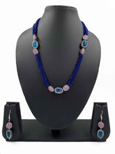 Designer Semi Precious Indigo Blue Hydro Beads Necklace For Ladies