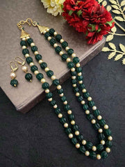 Semi Precious Layered Watermelon Shape Beaded Jewelry Set | Gemstone Beads Jewelry