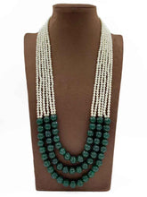 Designer Semi Precious Real Green Jade Layered Necklace For Women By Gehna Shop