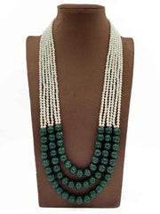 Designer Semi Precious Real Green Jade Layered Necklace For Women By Gehna Shop