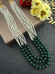 Designer Semi Precious Real Green Jade Layered Necklace For Women By Gehna Shop