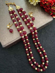 Semi Precious Layered Watermelon Shape Beaded Jewelry Set | Gemstone Beads Jewelry