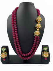 Designer Semi Precious Gemstone Ruby Pink Quartz Beaded Necklace For Women