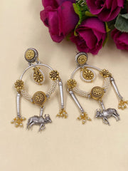 Designer Two Tone Polish Tribal Look Dangler Earrings For Girls By Gehna Shop Earrings