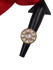 Ethnic Adjustable Kundan Polki Finger Ring For Weddings And Parties