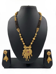 Ethnic Matt Finish Long Golden Mangalsutra Necklace Set For Ladies By Gehna Shop Mangalsutras