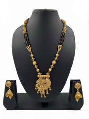 Ethnic Matt Finish Long Golden Mangalsutra Necklace Set For Ladies By Gehna Shop