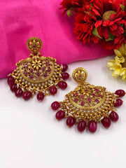 Gold Plated Antique Chandbali Earrings For Women