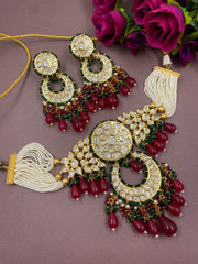 Exclusive High Quality Gold Plated Heavy Polki Kundan Choker Necklace Set Choker Necklace Set