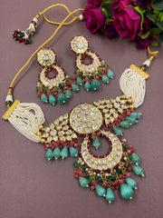 Exclusive High Quality Gold Plated Heavy Polki Kundan Choker Necklace Set Choker Necklace Set