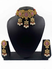 Exclusive Polki Kundan And Beads Choker Necklace Set For Weddings And Parties