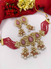Exclusive Polki Kundan And Beads Choker Necklace Set For Weddings And Parties
