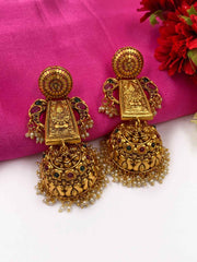 Artificial Gold Plated Long Antique Golden Jhumki Earrings