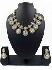 Silver Plated Uncut Kundan Polki Necklace Set For Weddings By Gehna Shop