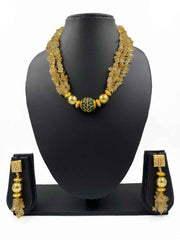 Fashionable Semi Precious Yellow Citrine Uncut Beads Necklace By Gehna Shop