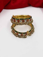 Gehna Shops Designer Handmade Gold Plated Jadau Bangles For Women