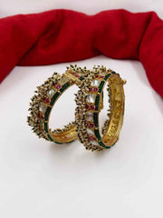 Gehna Shops Designer Handmade Gold Plated Jadau Bangles For Women