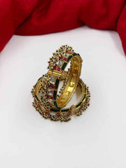 Gehna Shops Designer Handmade Gold Plated Jadau Bangles For Women