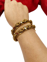 Gold Plated Antique Bangle Set For Women By Gehna Shop Antique Golden Bangles
