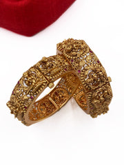 Gold Plated Antique Goddess Lakshmi Temple Design Bangles By Gehna Shop. Antique Golden Bangles