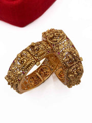 Gold Plated Antique Goddess Lakshmi Temple Design Bangles By Gehna Shop.