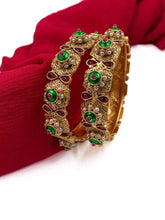 Gold Plated Antique Gold Meenakari Gokhru Bangles By Gehna Shop