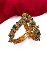 Gold Plated Antique Gold Meenakari Gokhru Bangles By Gehna Shop