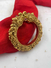 Gold Plated Antique Golden Elephant Head Kada Bangle For Ladies