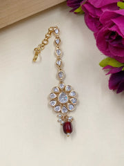 Gold Plated Delicate Polki Kundan Maang Tikka By Gehna Shop Maang Tikka