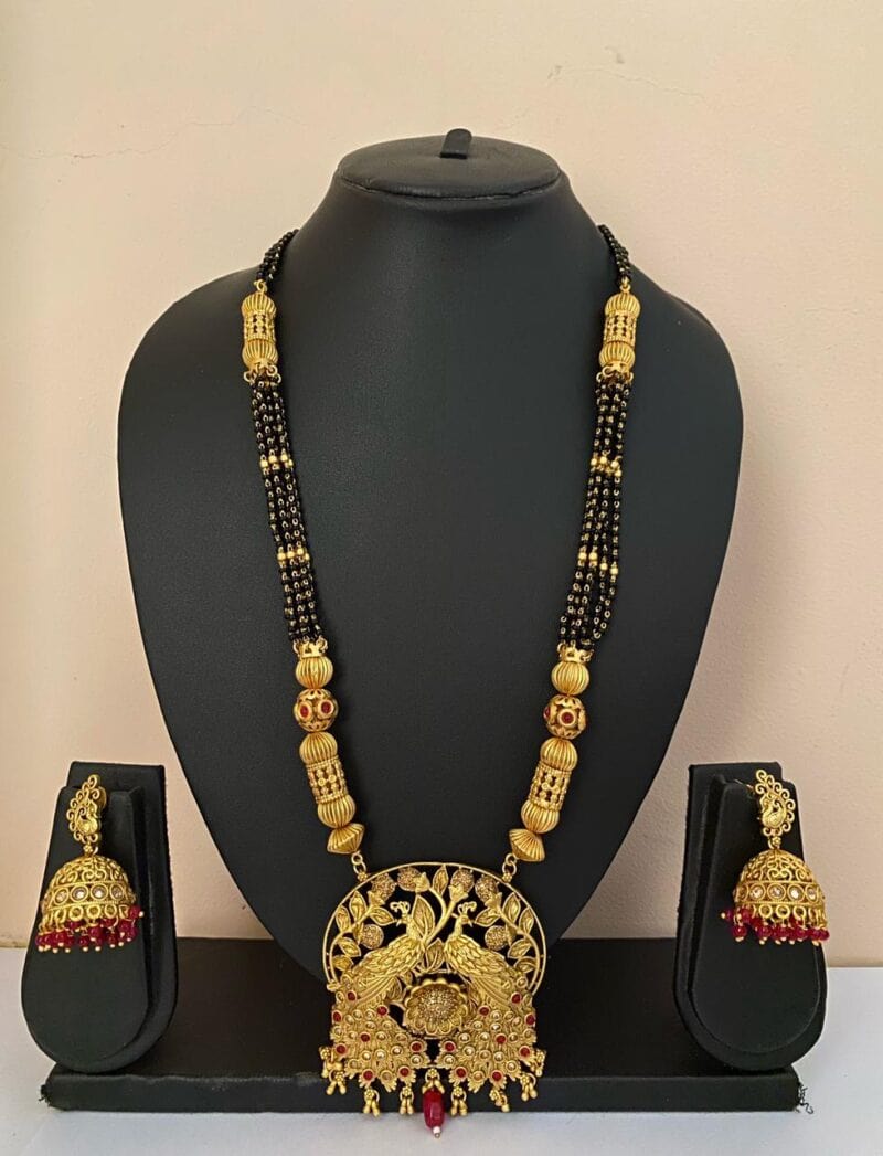 Gold Plated Designer Long Golden Mangalsutra For Women By Gehna Shop Mangalsutras