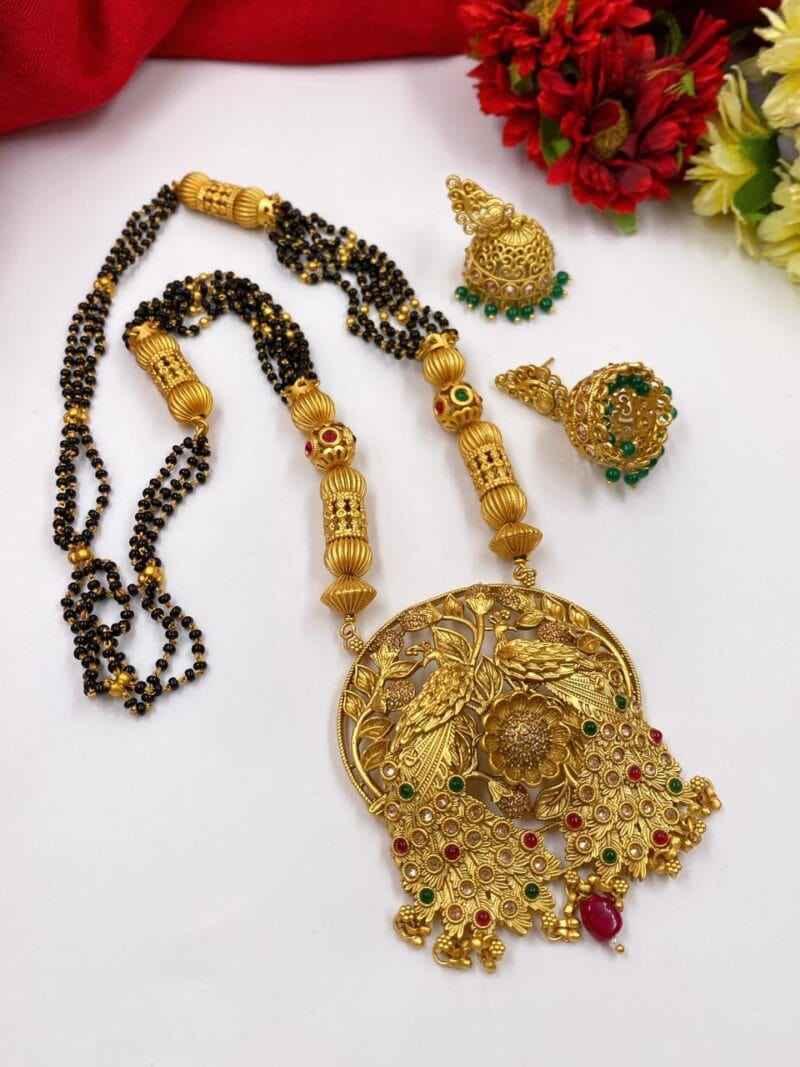 Gold Plated Designer Long Golden Mangalsutra For Women By Gehna Shop