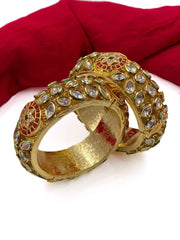 Gold Plated Designer Royal Look Kundan Paatla Bangle Set For Weddings