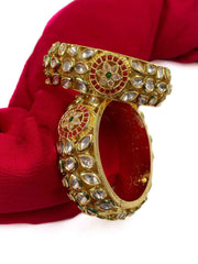 Gold Plated Designer Royal Look Kundan Paatla Bangle Set For Weddings