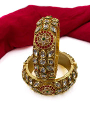 Gold Plated Designer Royal Look Kundan Paatla Bangle Set For Weddings