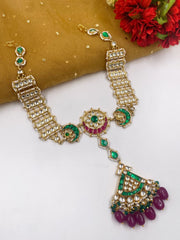 Gold Plated Handcrafted Jadau Kundan Sheeshphool With Maang Tikka For Women By Gehna Shop Matha Patti