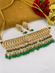Gold Plated Heavy Quality Polki Kundan Choker Necklace Set For Women By Gehna Shop Choker Necklace Set