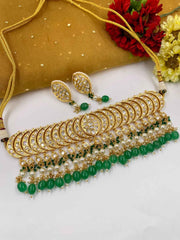 Gold Plated Heavy Quality Polki Kundan Choker Necklace Set For Women By Gehna Shop