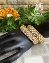 Gold Plated Jadau Bangles Traditionally Handcrafted For Females By Gehna Shop