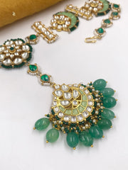 Gold Plated Jadau Green Sheeshphool With Maang Tikka For Weddings By Gehna Shop Matha Patti
