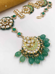 Gold Plated Jadau Green Sheeshphool With Maang Tikka For Weddings By Gehna Shop