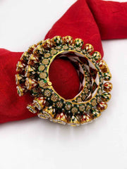 Gold Plated Kundan Meenakari And Pearls Green Pacheli Bangles For Women By Gehna Shop