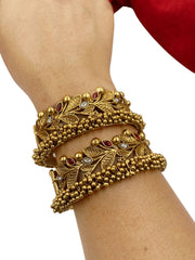 Gold Plated Traditional Antique Golden Bangle Set For Women Antique Golden Bangles