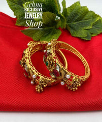 Gold Plated Traditional Antique Golden Bangles By Gehna Shop
