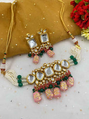 Handcrafted Gold Plated Kundan Choker Necklace Set By Gehna Shop