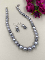 Handcrafted Grey Shell Pearl Fashion Beads Necklace For Women By Gehna Shop