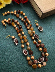 Handcrafted Semi Precious Brown Onyx Beaded Necklace By Gehna Shop