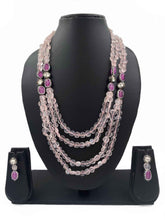 Handcrafted Semi Precious Pink Rose Quartz Beads And Kundan Necklace Set By Gehna Shop