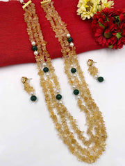 Long Layered Semi Precious Gemstone Citrine Yellow Beaded Necklace - Beaded Jewelry For Women