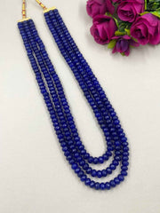 Handcrafted Triple Layered Semi Precious Blue Jade Beads Necklace By Gehna Shop