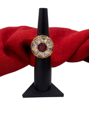 Heavy Quality Kundan Polki Adjustable Finger Ring For Ladies